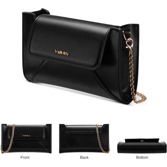 Black Envelope Clutch Purse for Women - Evening Handbag with Detachable Chain, P - Picture 7 of 7